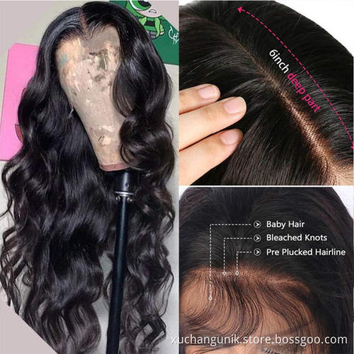 Uniky ship Wholesale 180 Density HD lace front wig body wave 100 Brazilian Virgin Hair closure human hair wigs for black women